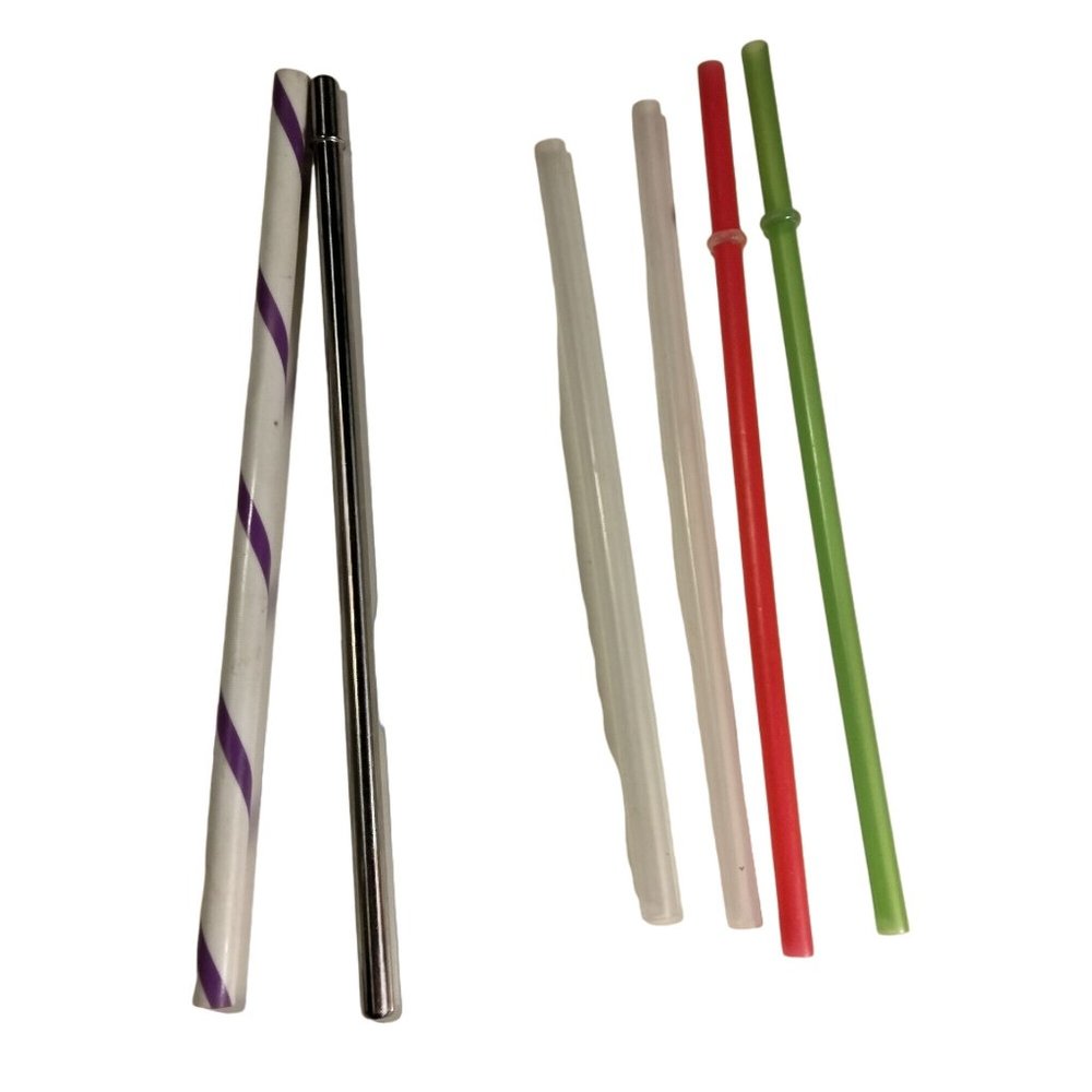 Reusable Straw Metal Plastic Travel cup Replacement lot 6